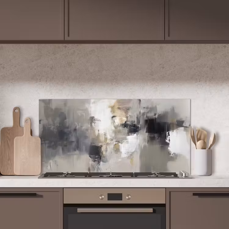 Kleurenpalet - Penseelstreken - Beige - Nevelig keuken achterwand spatscherm middel -sfeer2
