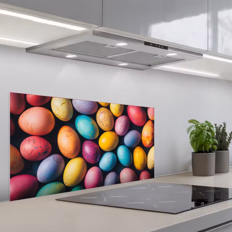 Kleurrijk - Paaseitjes - Spetters keuken achterwand spatscherm middel -3d_schuin