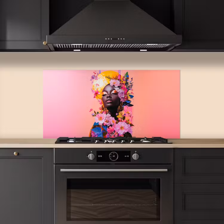 Kleurrijk - Bloemen - Vrouw - Zon keuken achterwand spatscherm middel -sfeer1