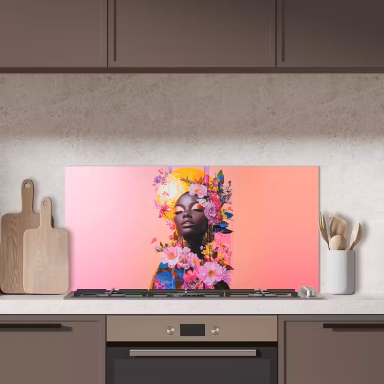 Kleurrijk - Bloemen - Vrouw - Zon keuken achterwand spatscherm middel -sfeer2