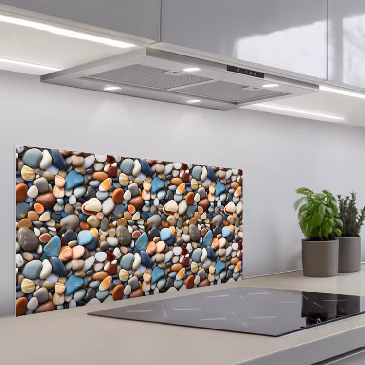 Kleuren - Strepen - Kiezels keuken achterwand spatscherm middel 899 -3d_schuin