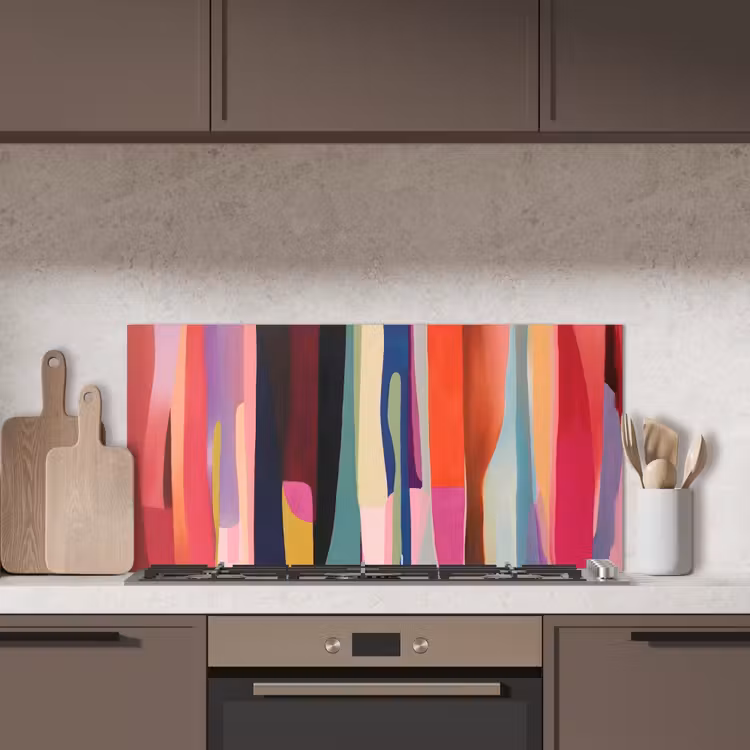 Kleurbanen - Verticaal - Kleurrijk keuken achterwand spatscherm middel -sfeer2