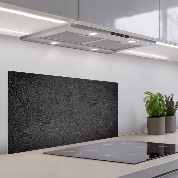 Beton print - Industrieel - Zwart keuken achterwand spatscherm middel -3d_schuin