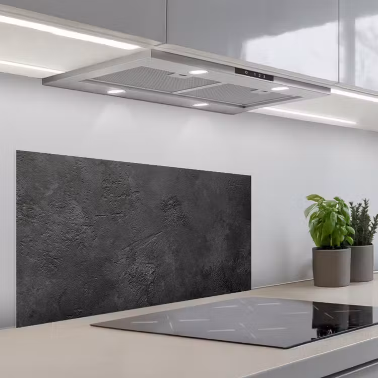 Beton - Structuur - Industrieel - Zwart - Grijs keuken achterwand spatscherm middel -3d_schuin