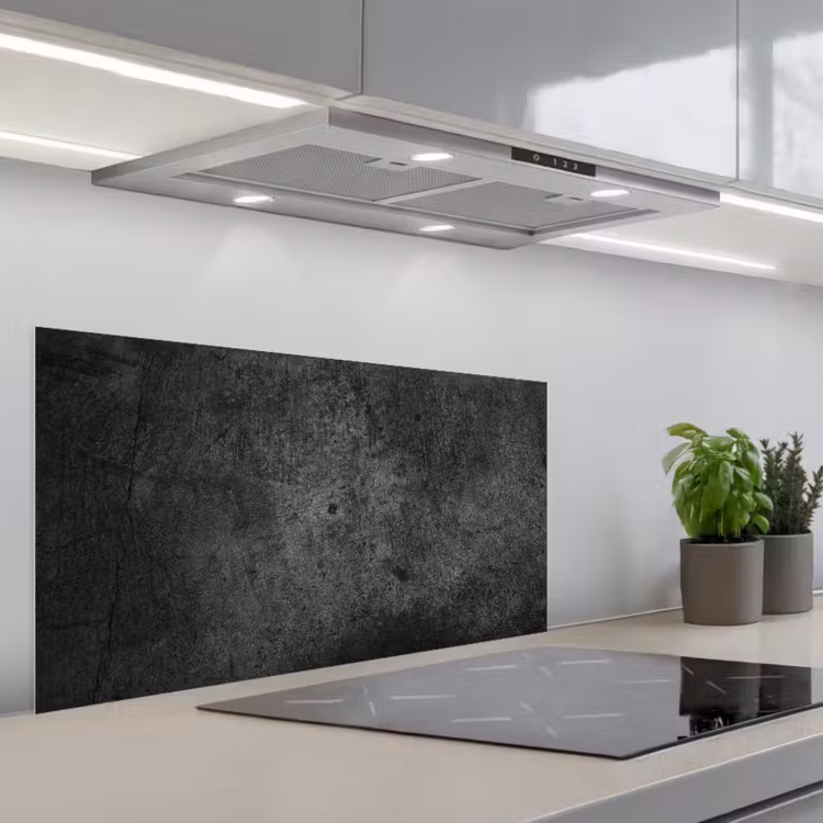Beton - Structuur - Retro - Zwart - Grijs - Rustiek keuken achterwand spatscherm middel -3d_schuin
