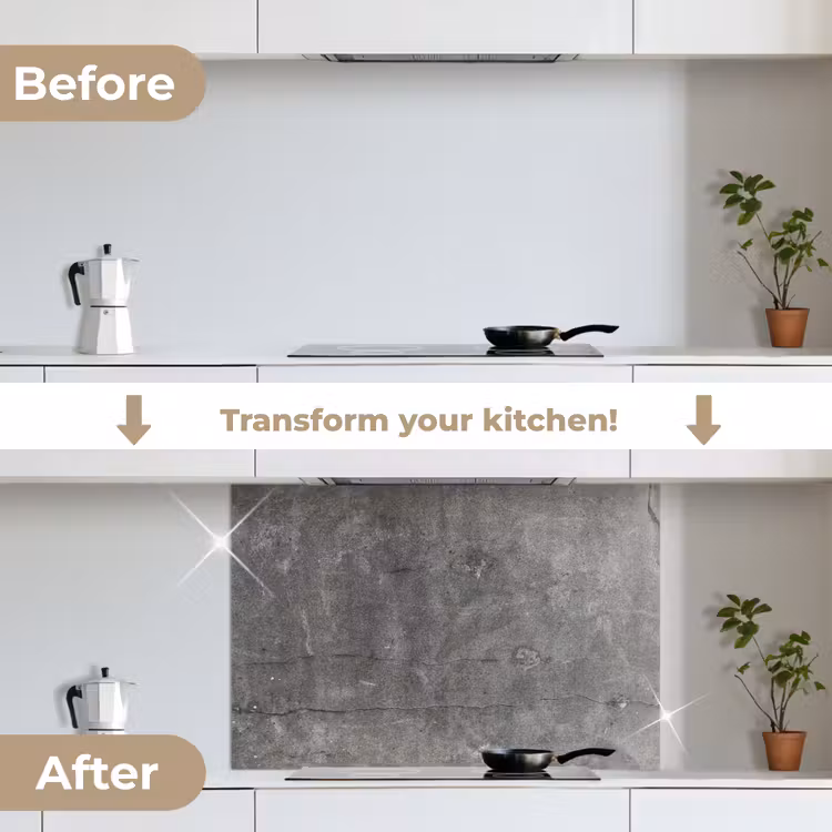 Beton - Muur - Cement keuken achterwand spatscherm middel -voor_na_EN
