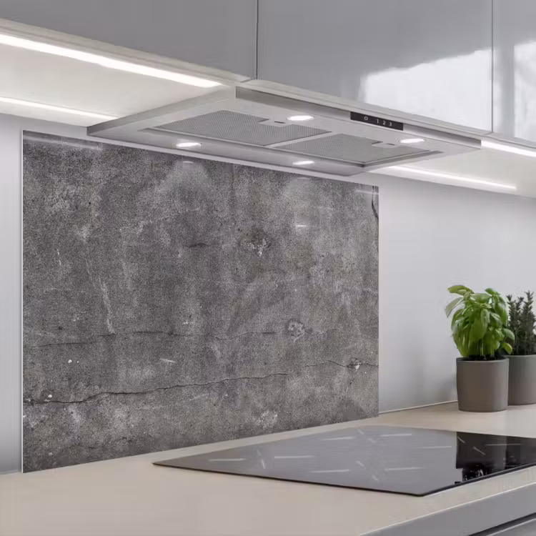 Beton - Muur - Cement keuken achterwand spatscherm middel -3d_schuin
