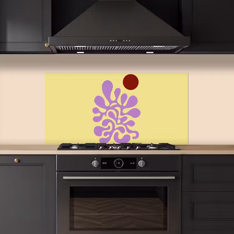 Koraal - Cirkel - Abstract - Geel keuken achterwand spatscherm middel -sfeer1