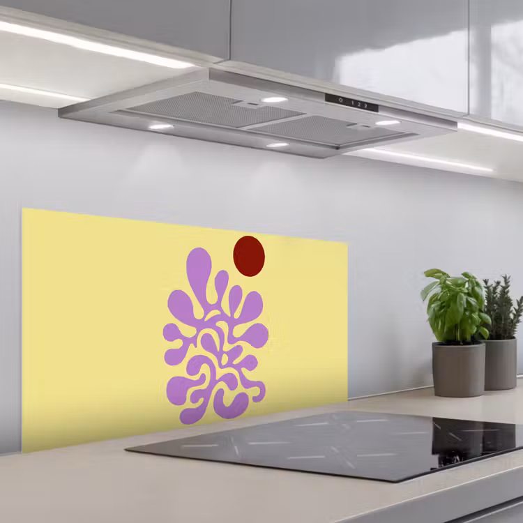 Koraal - Cirkel - Abstract - Geel keuken achterwand spatscherm middel -3d_schuin