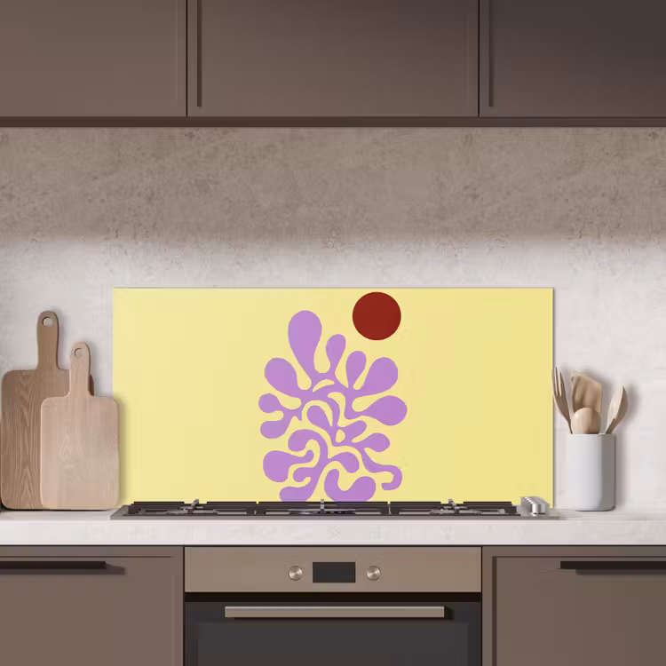 Koraal - Cirkel - Abstract - Geel keuken achterwand spatscherm middel -sfeer2