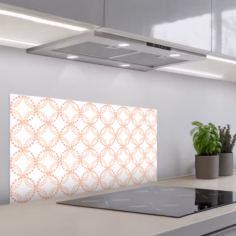 Koraalkleur - Vlechtmotief - Wit keuken achterwand spatscherm middel 899 -3d_schuin