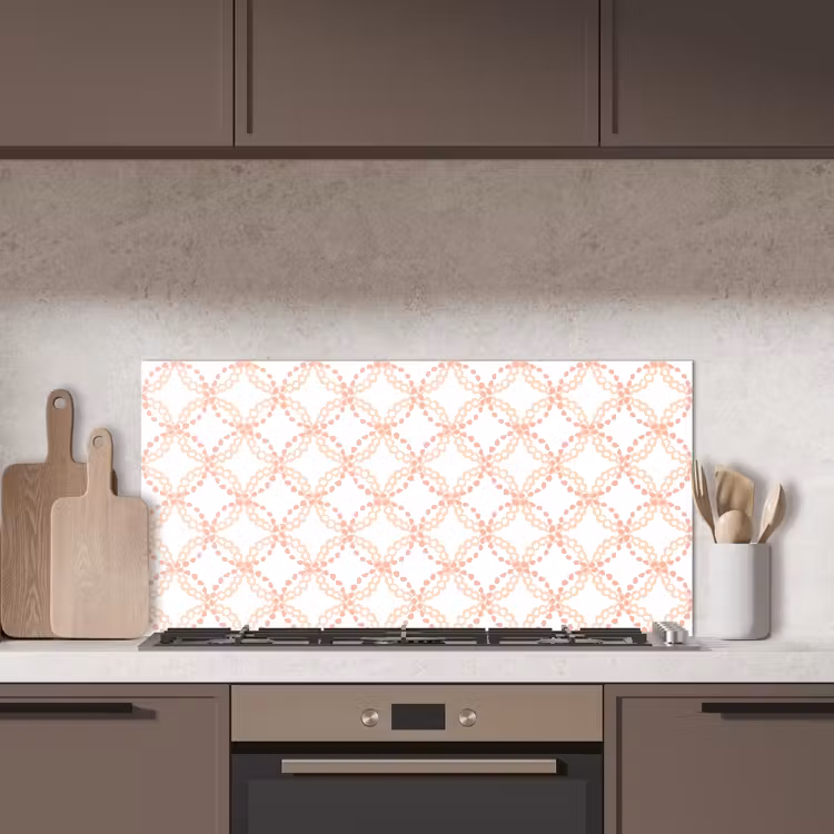 Koraalkleur - Vlechtmotief - Wit keuken achterwand spatscherm middel 899 -sfeer2