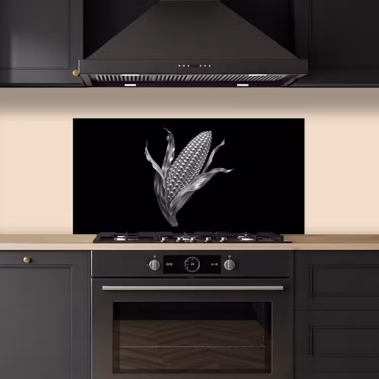 Maïskolf - Glanzend metaal - Elegant keuken achterwand spatscherm middel -sfeer1