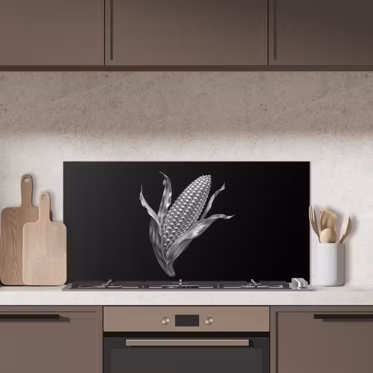 Maïskolf - Glanzend metaal - Elegant keuken achterwand spatscherm middel -sfeer2