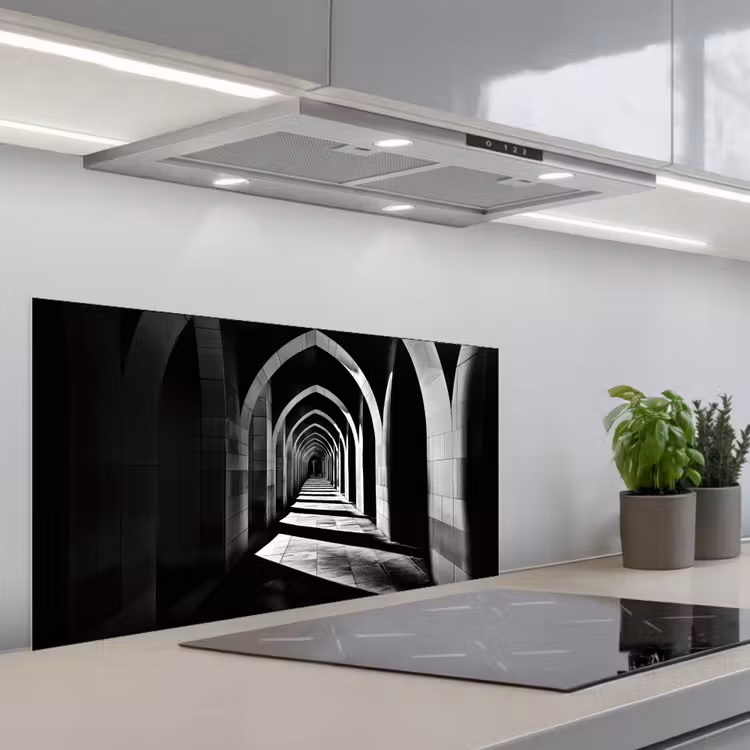 Gang - Bogen - Schaduw - Diepte keuken achterwand spatscherm middel -3d_schuin