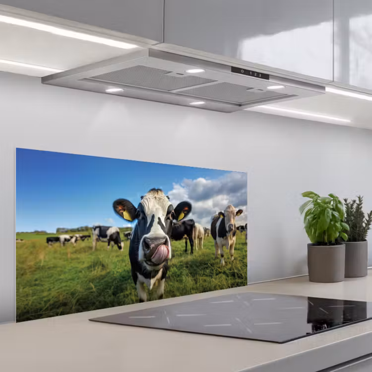 Koe - Tong - Weide keuken achterwand spatscherm middel -3d_schuin