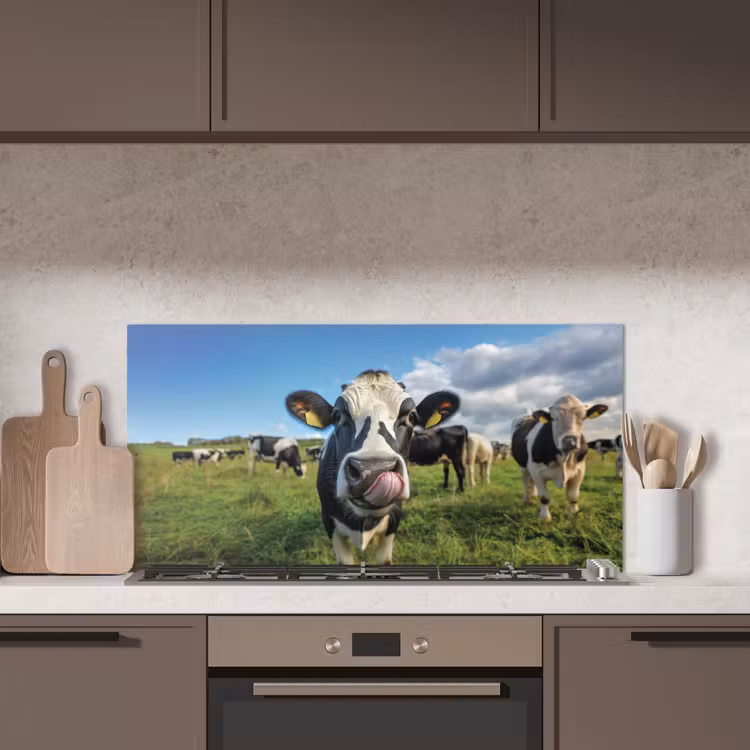 Koe - Tong - Weide keuken achterwand spatscherm middel -sfeer2