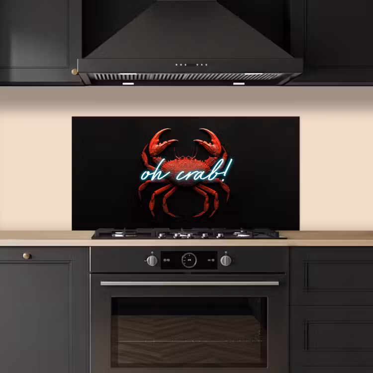 Krab - Rood - Neon - Quote keuken achterwand spatscherm middel -sfeer1