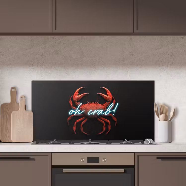 Krab - Rood - Neon - Quote keuken achterwand spatscherm middel -sfeer2