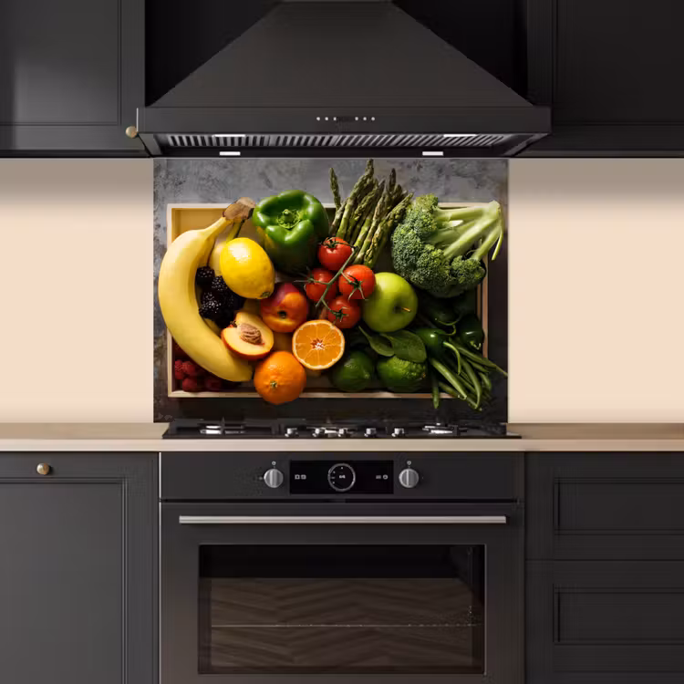 Krat - Fruit - Regenboog keuken achterwand spatscherm middel -sfeer1
