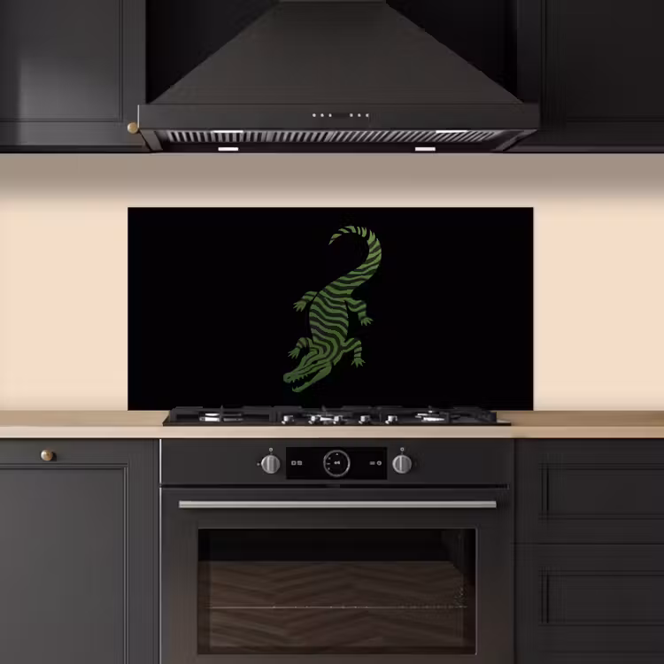 Krokodil - Groen - Tijgerachtig - Strepen keuken achterwand spatscherm middel -sfeer1