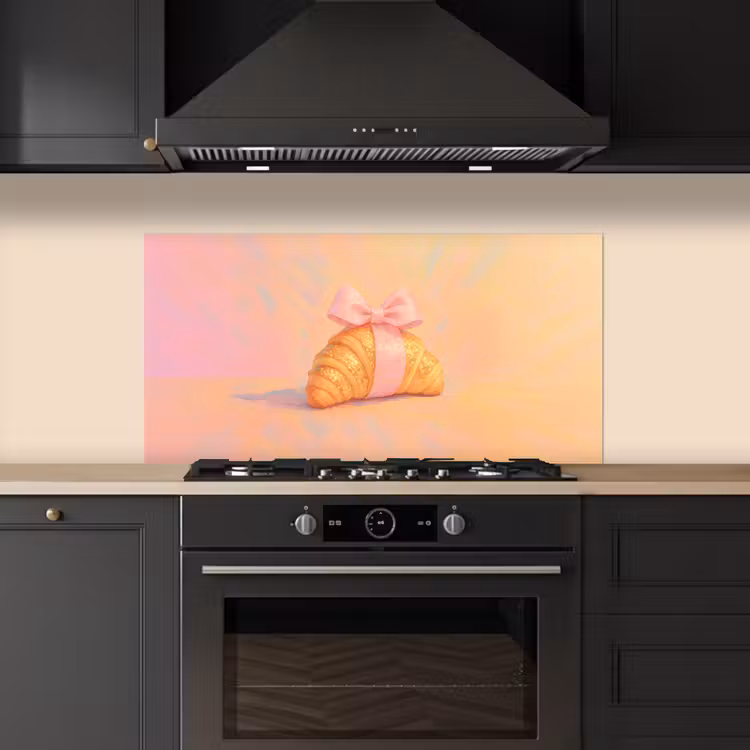 Croissant - Strik - Roze keuken achterwand spatscherm middel -sfeer1