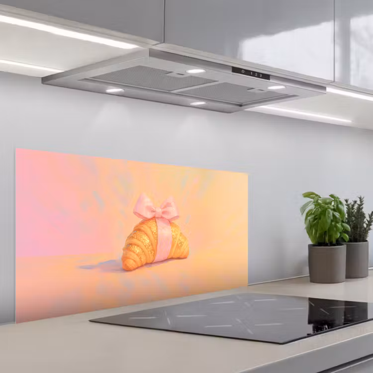 Croissant - Strik - Roze keuken achterwand spatscherm middel -3d_schuin