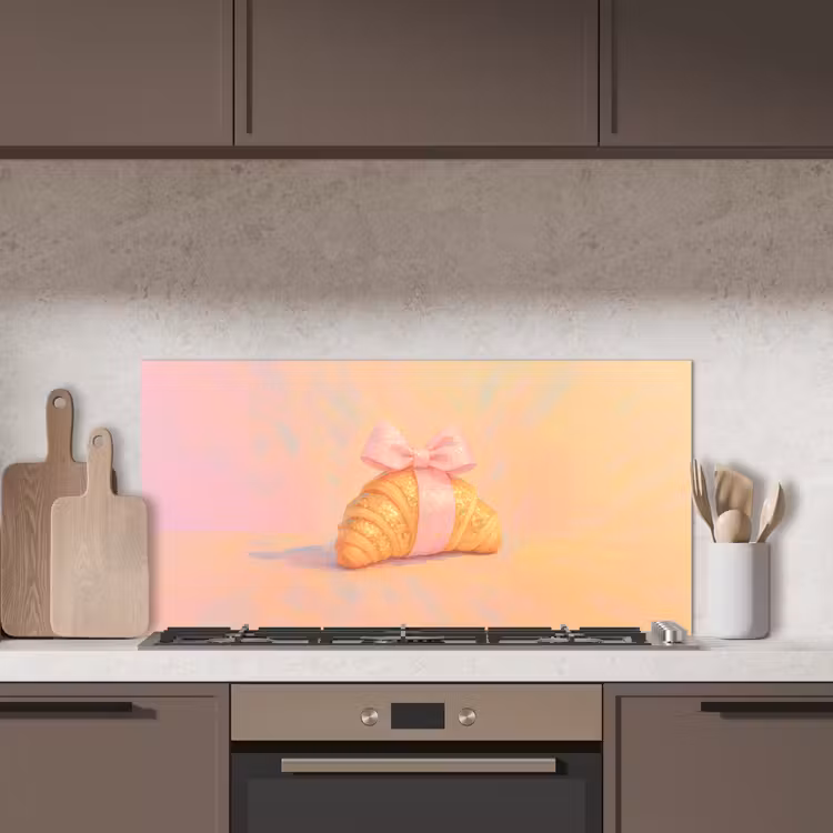 Croissant - Strik - Roze keuken achterwand spatscherm middel -sfeer2
