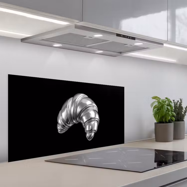 Croissant - Metaal - Zilver keuken achterwand spatscherm middel -3d_schuin