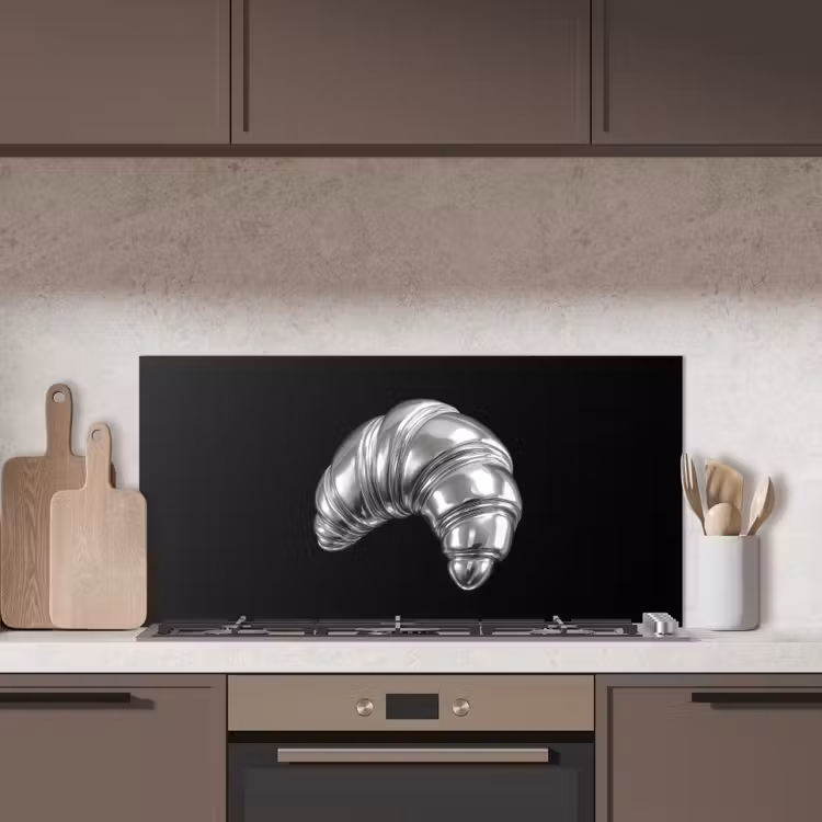 Croissant - Metaal - Zilver keuken achterwand spatscherm middel -sfeer2