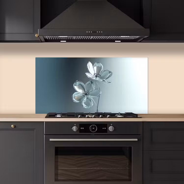 Kristal - Bloemen - Grijs keuken achterwand spatscherm middel -sfeer1