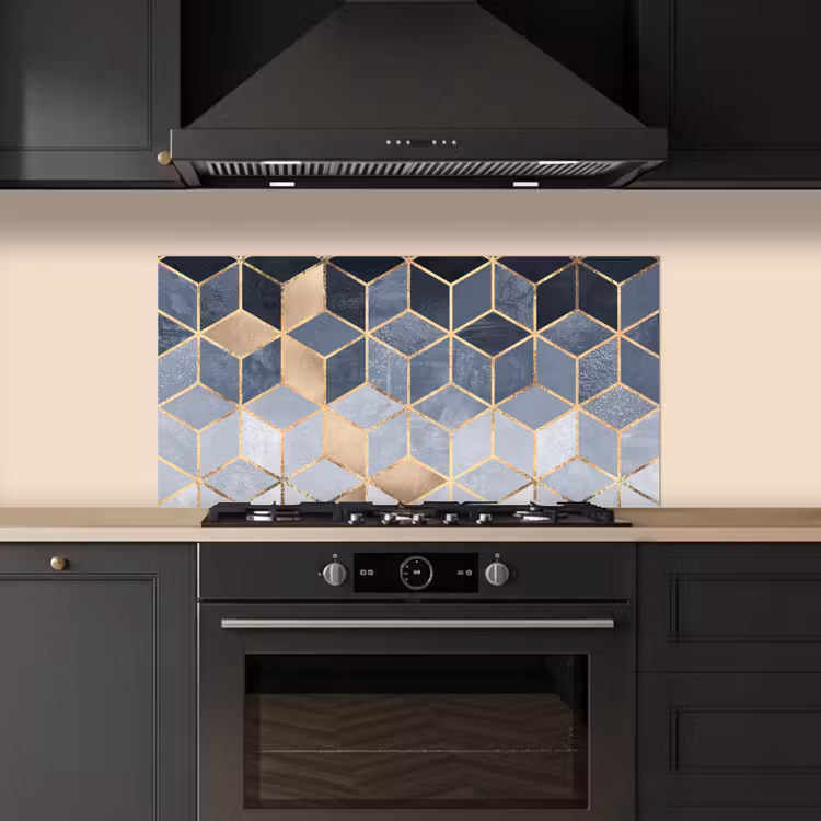 Kubus - Goud - Luxe - Patronen keuken achterwand spatscherm middel -sfeer1