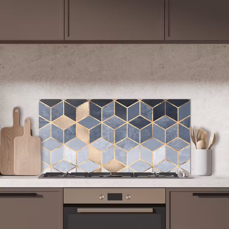 Kubus - Goud - Luxe - Patronen keuken achterwand spatscherm middel -sfeer2