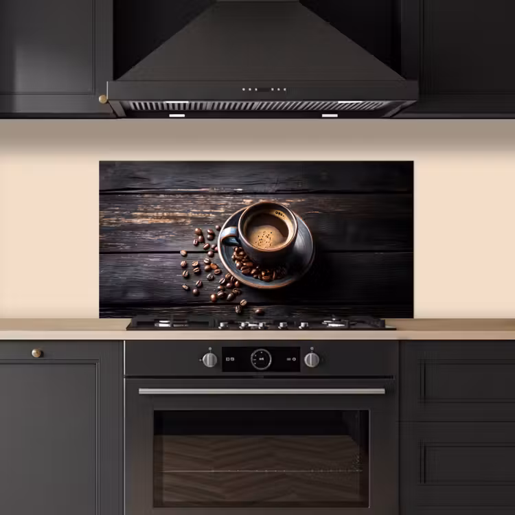 Kop - Koffie - Hout - Bonen keuken achterwand spatscherm middel -sfeer1
