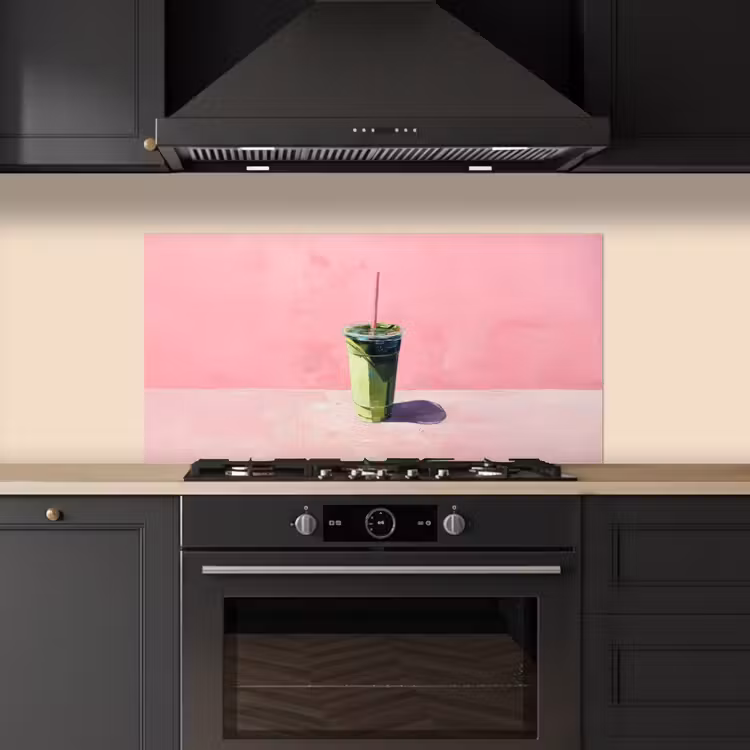 Beker - Rietje - Minimalistisch - Groen keuken achterwand spatscherm middel -sfeer1