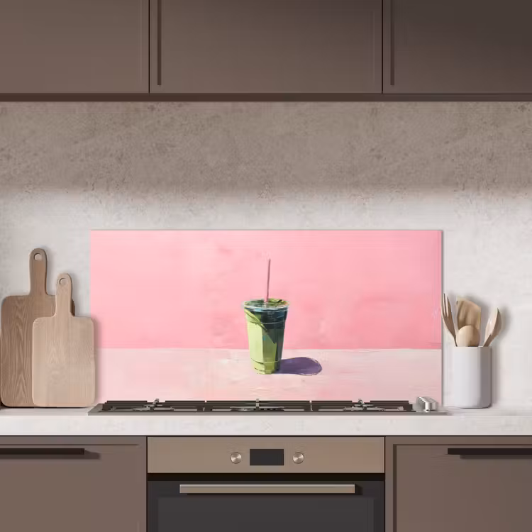 Beker - Rietje - Minimalistisch - Groen keuken achterwand spatscherm middel -sfeer2