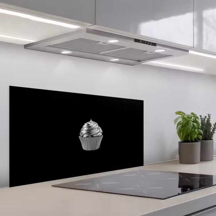 Cupcake - Luxueus - Zilver keuken achterwand spatscherm middel -3d_schuin