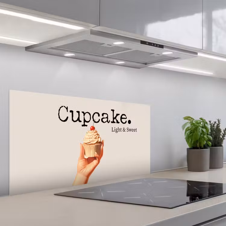 Cupcake - Zoet - Kers keuken achterwand spatscherm middel -3d_schuin