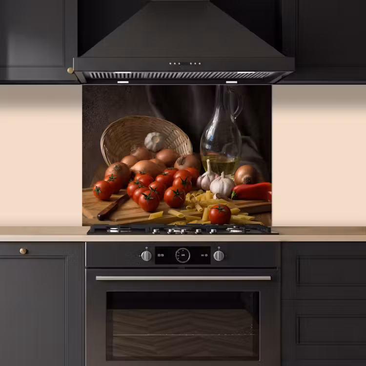 Snijplank - Groente - Stilleven - Pasta - Uit - Tomaat - Snijplank keuken achterwand spatscherm middel -sfeer1