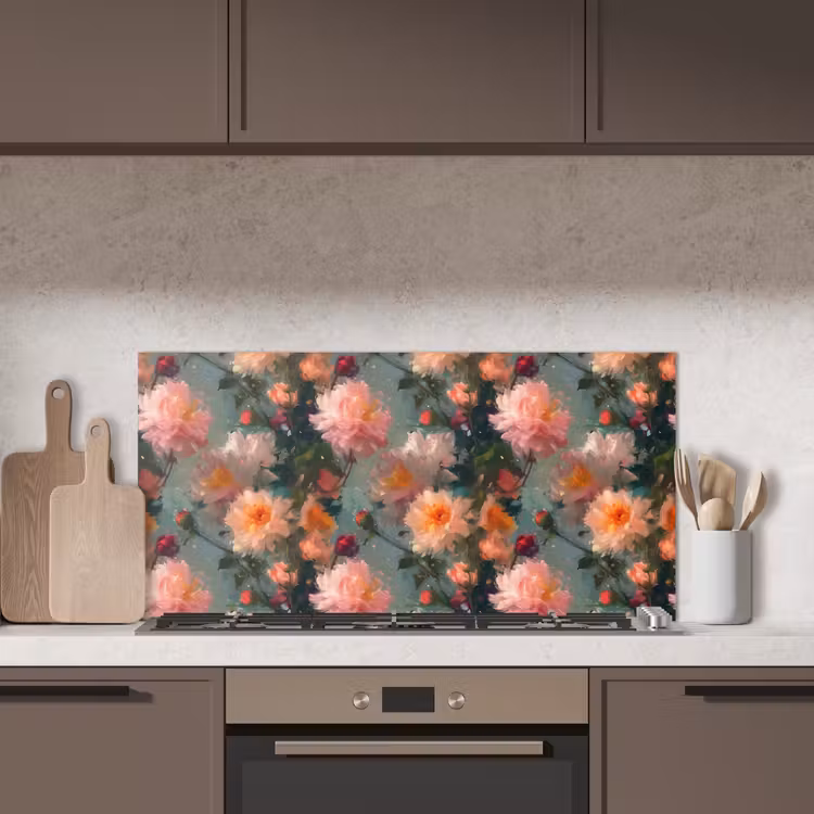 Dahlia - Bloemen - Patroon keuken achterwand spatscherm middel 899 -sfeer2