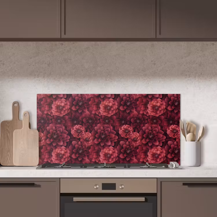 Dahlias - Bloemen - Rood keuken achterwand spatscherm middel 899 -sfeer2