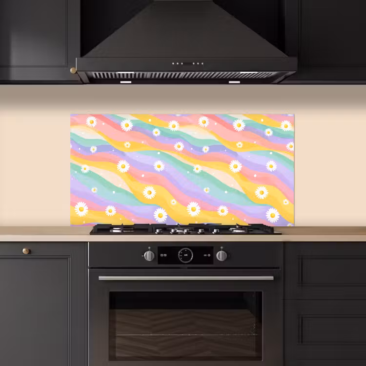 Madeliefjes - Kleurrijk - Pastel keuken achterwand spatscherm middel -sfeer1