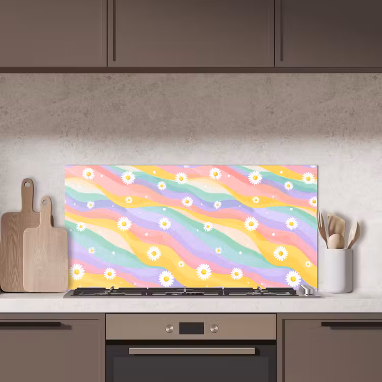 Madeliefjes - Kleurrijk - Pastel keuken achterwand spatscherm middel -sfeer2