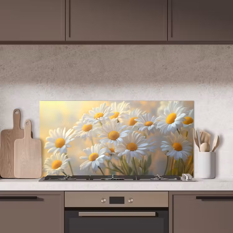 Madeliefjes - Wit - Zonlicht keuken achterwand spatscherm middel -sfeer2