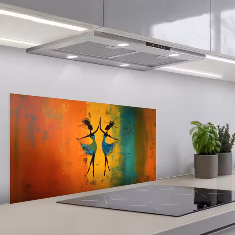 Dansen - Vrouwen - Verfstructuur keuken achterwand spatscherm middel -3d_schuin