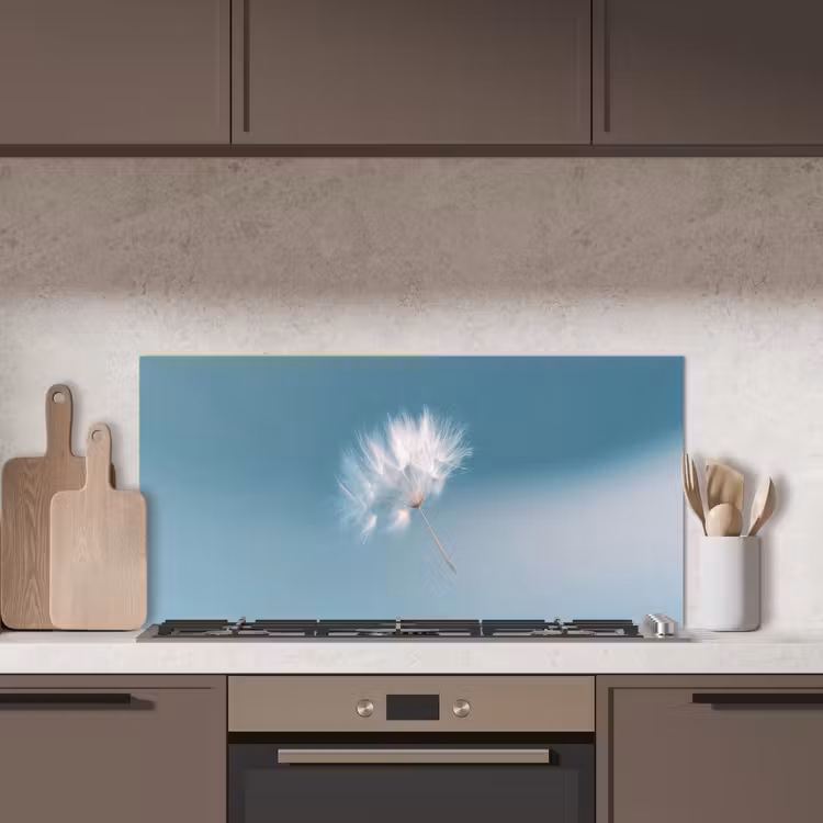Paardenbloempluisje - Blauw - Lucht keuken achterwand spatscherm middel -sfeer2