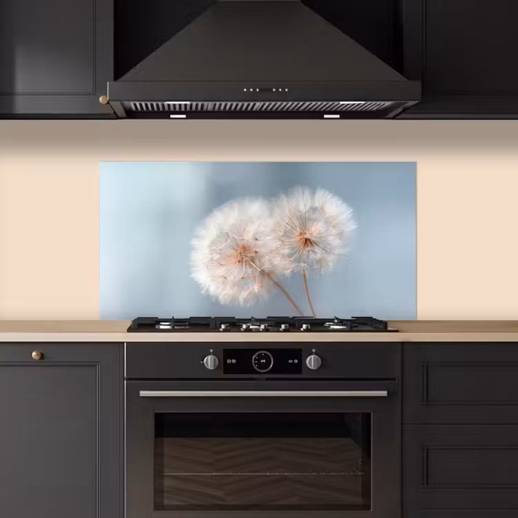 Paardenbloemen - Pluisjes - Wit keuken achterwand spatscherm middel -sfeer1