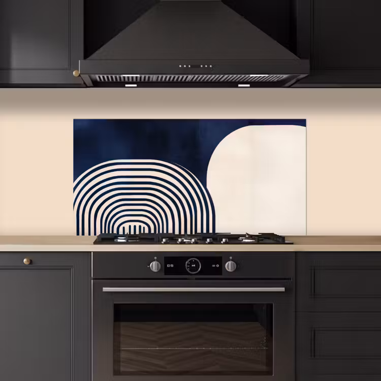 Donkerblauw - Abstract - Lijnen keuken achterwand spatscherm middel -sfeer1