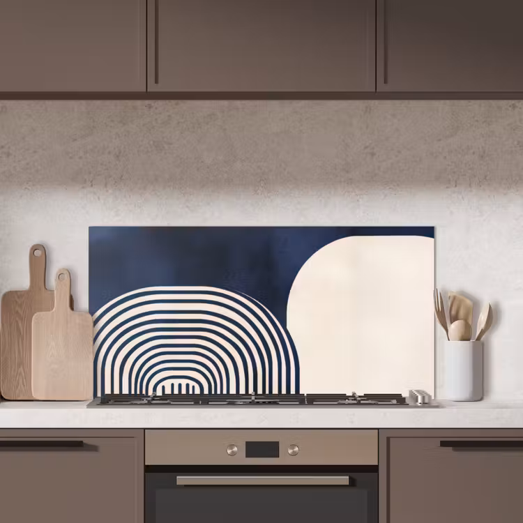 Donkerblauw - Abstract - Lijnen keuken achterwand spatscherm middel -sfeer2