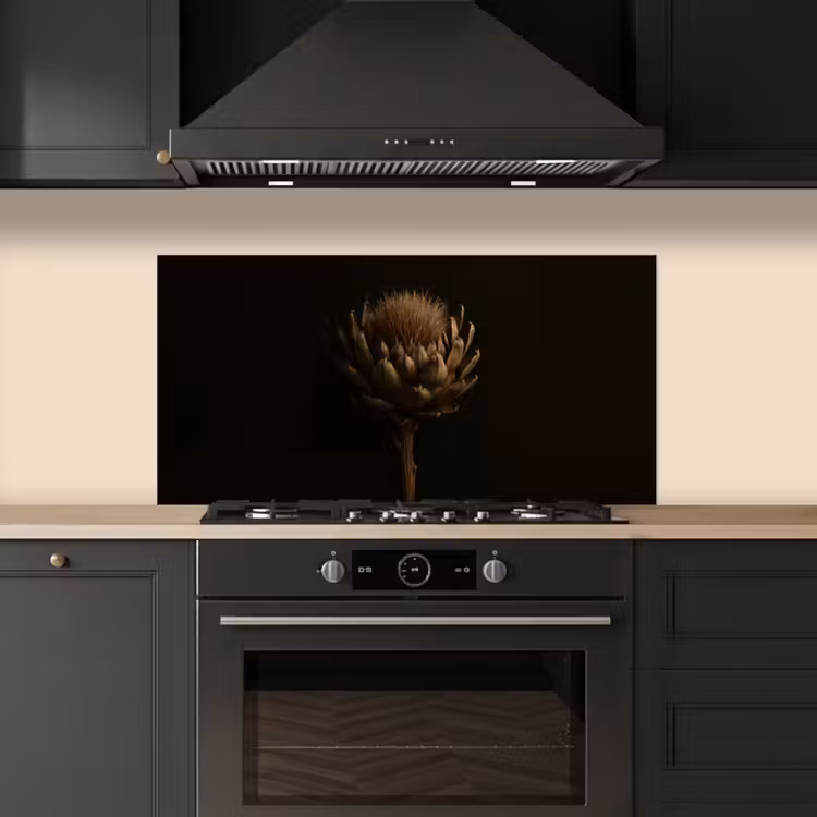 Donkerbruin - Bloem - Textuur - Artisjok keuken achterwand spatscherm middel -sfeer1